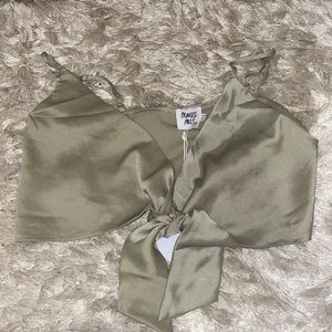 Princess Polly green tie front top
